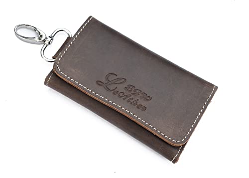 Mens Genuine Leather Car Key Wallet (Brown)