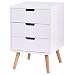 Giantex Side End Table W/3 Drawers Mid-Century Accent for Living Room Bedroom Home Furniture Storage Nightstand (1)