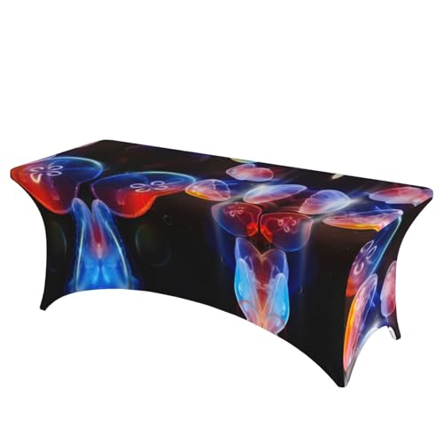Nappe extensible élasthanne 1,8m imprimé méduses colorées - 2