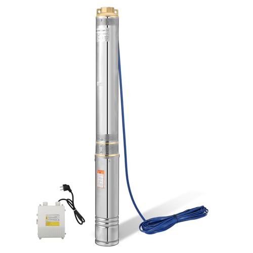 Cecaylie Pompe Immergée Pompe de Puits Submersible 1100W, Profondeur de pompage max. 70 m, Pression de 8,1 bars, pour les étangs d'irrigation de Jardin