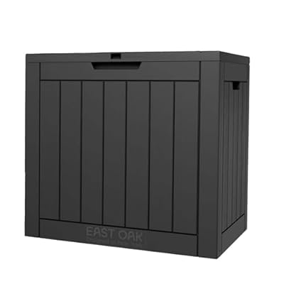 EAST OAK Outdoor Storage Box, 31 Gallon Deck Box, Waterproof Resin Storage Bin for Patio Cushions, Gardening Tools, Pool Accessories, Lockable, UV Resistant, Black