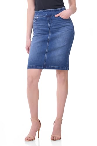 Women's Pull-On Stretchy and Soft Casual and Dressy Denim Pencil Skirt