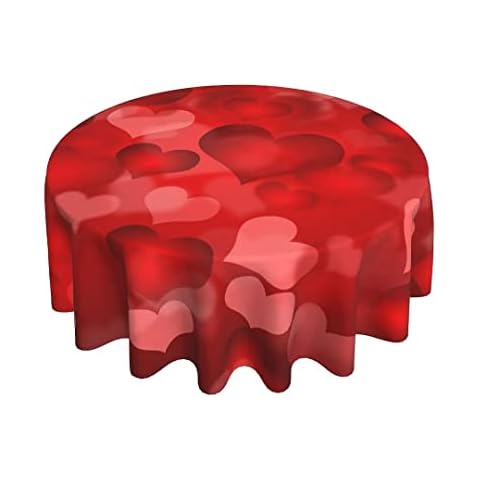 BETGINY Valentines Day Tablecloth 60 Inch Round Red Romantic Tablecloth Love Hearts Valentine Table Cloth Dust-Proof Wrinkle Resistant Rustic Tablecloth for Home Dining Room Party Cover