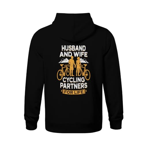 Kids Retro Husband And Wife Cycling Partners For Life Boys Girls Lightweight Kangaroo Pocket Fleece Hoodies3