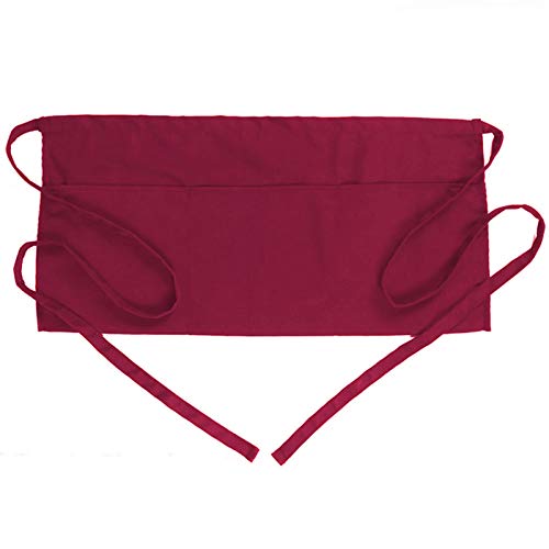 Image of BOHARERS Waist Apron with 3 Pockets - Red Waitress Waiter Server Short Apron