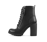 Soda Women's Malia Combat Boot (Black (PU), 10)