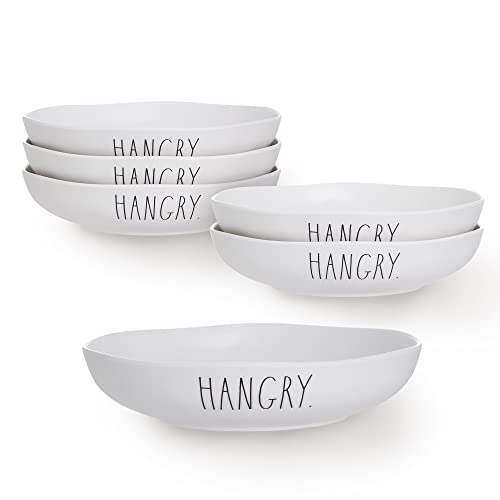 Rae Dunn Melamine Dinner Bowl - Durable Dishwasher Safe Pasta Bowls - Set of 6 (9 inch / 8.2oz) Bowls for Soup, Cereal, Pasta, Salads