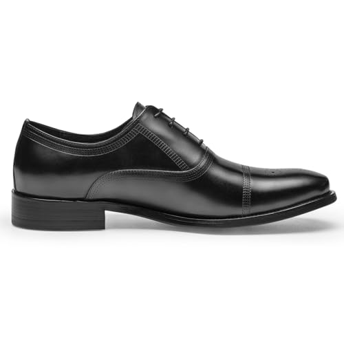 Mens Dress Shoes - Semi-Brogue Oxfords in Genuine Leather | Cap Toe Dress Shoes4