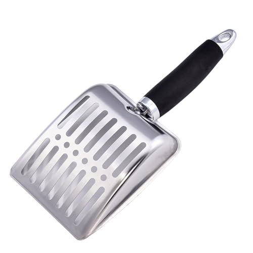 Colher de areia para gatos, colher de areia de aço inoxidável para gatos, peneira de liga de alumíni