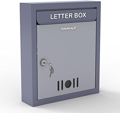 Primax Metal Wall Mount A4 Letter Box - Mail Box/Outdoor Mailboxes Home Decoration with Key Lock (Dark Grey)