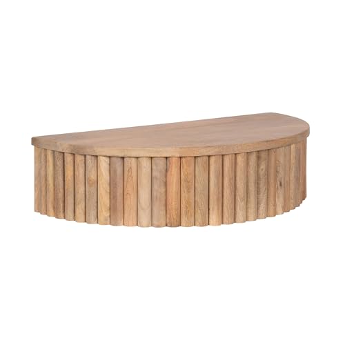 Kate and Laurel Reid Ribbed Wooden Floating Side Table, 20 x 11 x 6, Light Natural, Modern Mango...
