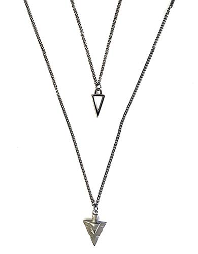 Colar Masculino Corrente Dupla Pingentes Ponta Flecha Tribal