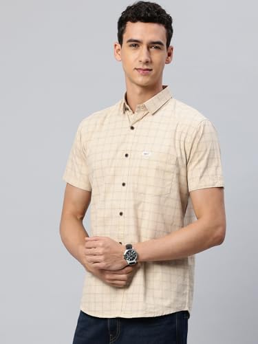 Image of Majestic Man Slim Fit Pure Cotton Half Sleeve Checked Casual Shirt