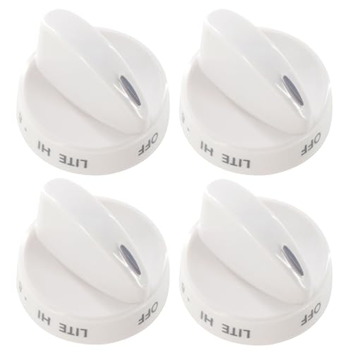 GYOFFULL 316442512 Stove Knob White Gas Oven Range Control Assembly Compatible with Frigidaire Kenmore Sears Burner (4PACK)