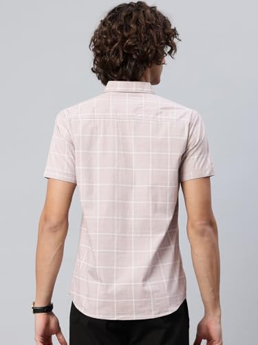 Image of Majestic Man Slim Fit Pure Cotton Half Sleeve Checked Casual Shirt