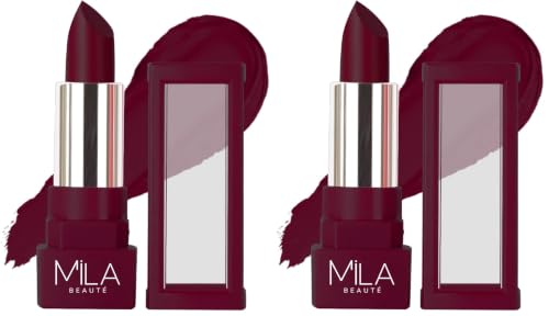 Image of MILA BEAUTE Matte Lipstick | Highly Pigmented & Lightweight Formula | Matte Finish | Gives Full Coverage | Shade - (Pack of 2)