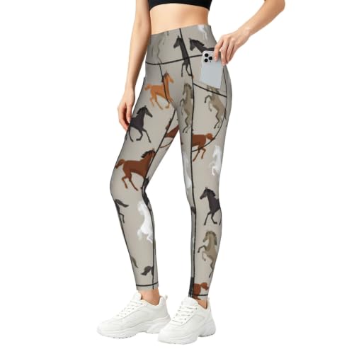 Pantalones de yoga holgados con estampado de caballo para mujer y descanso diario