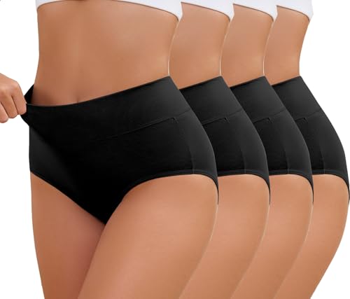 Zimi 4Pack High Waisted Underwear for Women S-5XL Tummy Control Briefs Full Coverage Seamless Ladies Panties
