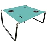 Neso Beach Table - Lightweight, Portable and Foldable Table for Beach, Camping and Outdoor Adventures - Stable Surface - with Cup Holder for Drinks and Phone Pockets - Seafoam