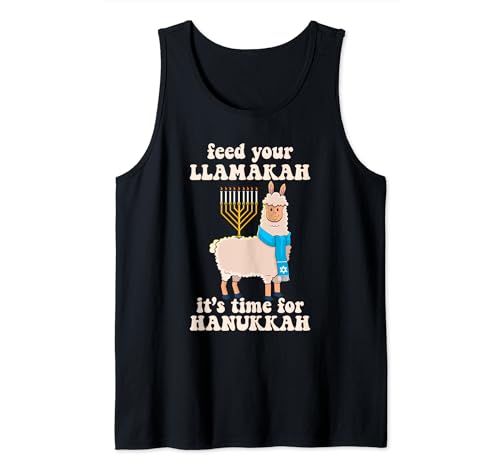 Dai da mangiare al tuo tempo di Llamakah per Hanukkah Divertente Llama Menorah Pun Canotta