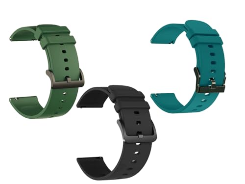 Image of IIK COLLECTION 22mm Silicone Strap for Smart Watches | Combo Pack Compatible With Noise, Fireboltt, Boat Xtend, Pebble, Boat Flash, Noise Color Fit, Ultra Smart Watch & All Watches