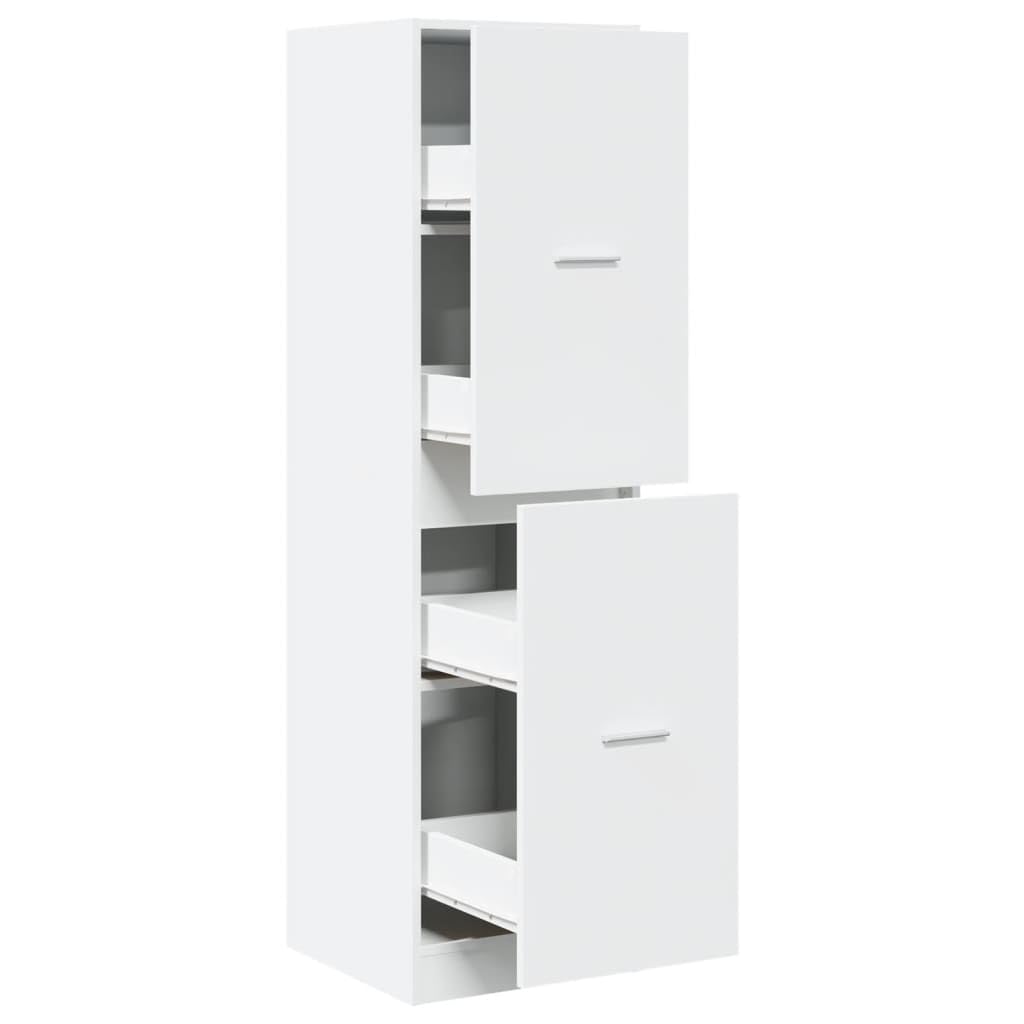 Apothekerschrank Weiß Holzwerkstoff Schlank Aufbewahrungsschrank 40x41x144,5 cm mit 4 Schubladen für Küche Bad Büro Garten