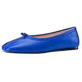 Aachcol Femmes Carré Bout Ballerines Slip-on Classique Bureau Chaussures Plates Dress Chaussures Bleu Roi 41 EU