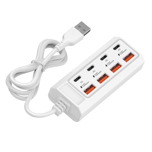 Illkjasfc 8 puertos USB enchufe 25 W USB tipo C tira de alimentación adaptador estación divisor para tablet portátil teléfonos móviles