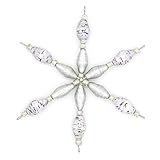 Outreach Uganda Christmas Tree Ornaments - White Speckled & Silver Star Ornament - Handmade Recycled Paper Bead Ornament - White & Silver Tree Ornaments - Holiday Gifts Handmade in Africa