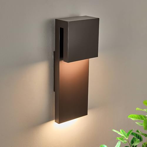 Image of Tarentlight Modern Outdoor Indoor Integrated LED Wall Sconce, 2-Light Total 17W,Bronze Finish,1600 Lumens,3000 Kelvin,90 CRI, Dimmable,Input 120-277V,Weatherproof for Global Front Porch Decor Use.