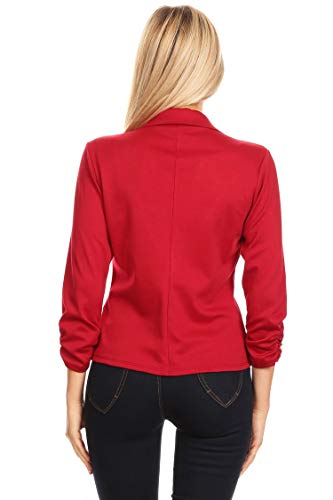 Women's Casual Office 3/4 Long Sleeve Open Front Blazer Jacket S-3XL4