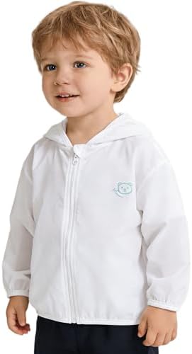 Baby Toddlers Lightweight and Breathable Sunscreen-Hoodie Summer Sun Protection Coat Jacket for 6M-6 Years White