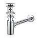 Produktbild Universal Siphon Abflussgarnitur Set für Waschbecken & Waschtisch mit Überlauf - Röhrensiphon inkl. Geruchsverschluss Gummimanschette - Pop up Ablaufgarnitur, Chrom