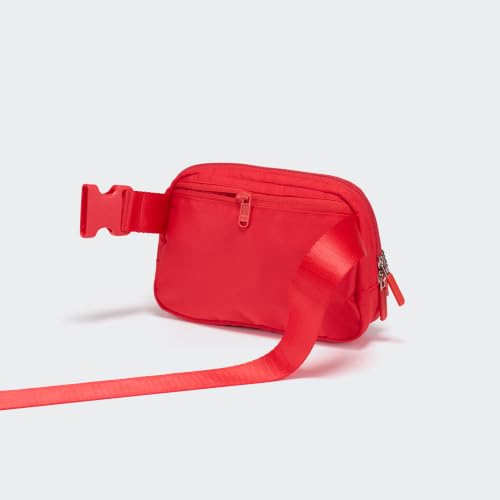 Image of Pander Nylon Crossbody Belt Bag with Excess Strap Keepers, 6-Pocket Adjustable Sling Fanny Pack for Travel and Everyday Carry, Red