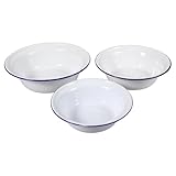 OSALADI Cuencos Esmaltados de Color Claro 3 Piezas (14 Cm, 16 Cm, 18 Cm) Tazones para Mezclar Masa y Sopa, Recipientes Multiusos para Cocina y Baño, Vajilla Resistente para Servir