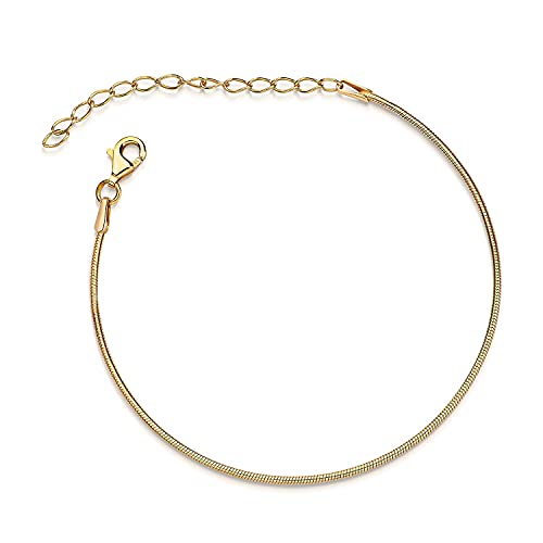 Bracelet en argent plaqué or maille serpent 1mm pour femme