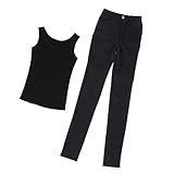 misppro Handmade Doll Clothing Black Vest Tops Jeans Pants Trousers for 70cm Uncle BJD Doll Dress Up