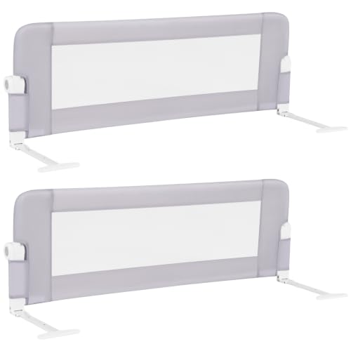 Image of BABY JOY Double Sided Bed Rail Guard, 2 Pack, Extra Long, Swing Down for Convertible Crib, Folding Baby Safety Bedrail for Kids Twin Full Size Queen King Mattress, Rails for Toddlers (Light Gray, 47 inch)