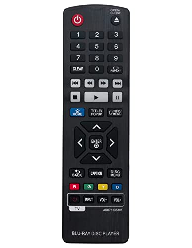 VINABTY Replacement Remote Control Fit for LG Blu-ray Disc Player UBKM9 UP970 UBK90 BP550 BPM55 BPM33 BP330 BP430 BP530 BPM54 BP540 BP630 AKB75135301
