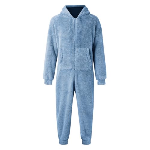 Men's Hooded Fleece Jumpsuit One Piece Zipper Couple Onesies Pajamas Cozy Winter Warm Plush Loungewear with Pocket2