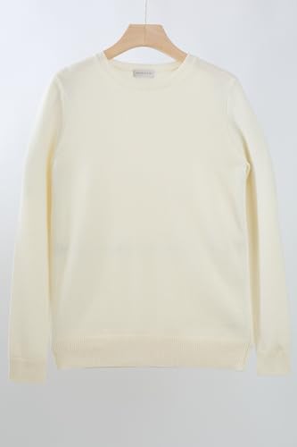 Image of JENNIE LIU Women's 100% Pure Cashmere Crew Neck Sweater, Tight Knit Cozy Soft Hand Washable Long Sleeve Pullover