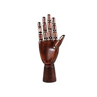 KUROFLY Hand Jewelry Holder Wooden Hand Mannequin for Jewelry, Ancient Dark Red Manikin Right Hand for Jewelry Sunglasses Holder,26cm, Right Hand