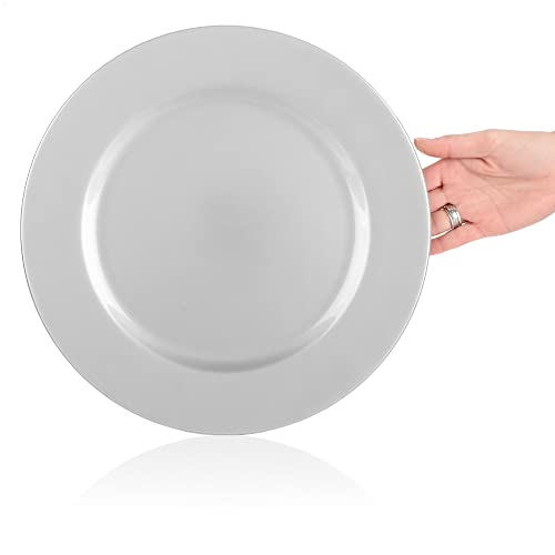 Décorations de table de mariage élégantes avec assiette décorative argent 33 cm - 6