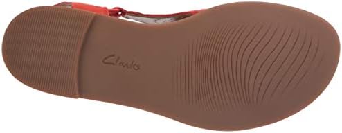 Clarks Women's Reyna Swirl Flat Sandal, Bright Orange Suede, 5 | Image 3