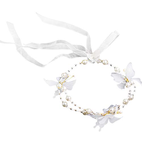 Girls Pearl Floral Princess Headband Flower Wreath Costumes Handmade Garland Crown Halo