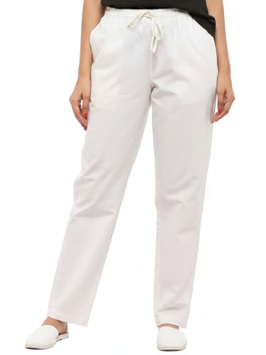 Image of Women's Cotton Linen Solid Lounge Bottom Plus Size Pant Pyjamas for Women Sleepwear Regular Fit Casual Trousers