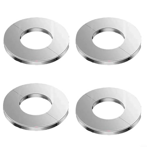 Niceminiwall Juego de 4 cubiertas decorativas para tuberías de acero inoxidable, resistentes al óxido, con diseño dividido para una fácil instalación, placas de escudo de pared o suelo (diámetro del