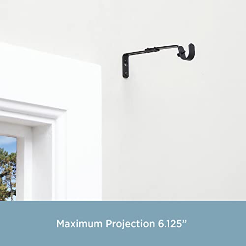 Kenney Adjustable Curtain Rod Brackets, Black (2-Pack) #TOP3