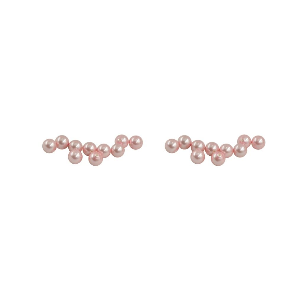 2 Set 5 Pair Freshwater Shell Pearl Half Drilled Round Bead DIY Craft Pink