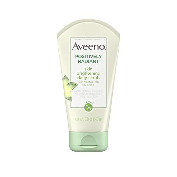 Aveeno Positively Radiant Exfoliating Facial Scrub, Brightening Face Scrub with Soy Extract to Visibly Improve Skin Tone and Texture, Oil-Free, Soap-Free, Hypoallergenic Formula, 5 FL OZ